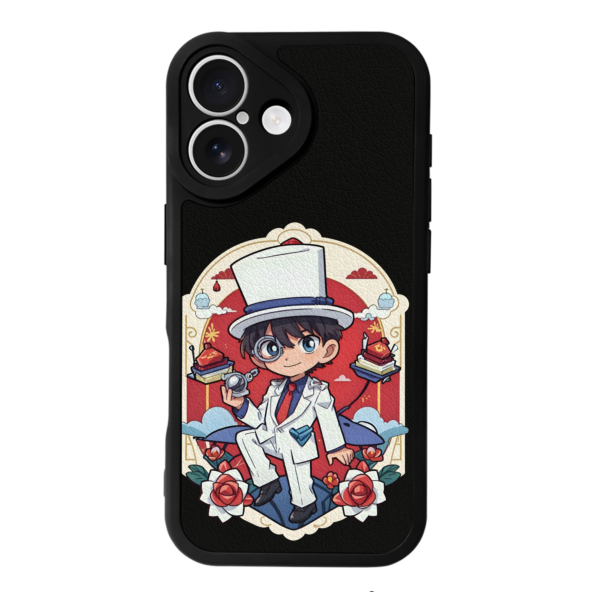 （画像用） 名探偵コナン くろば かいと Detective Conan Kuroba Kaito 【iPhone 16シリーズ対応】シリコンスマホケース（レザー調） 材質：シリコン